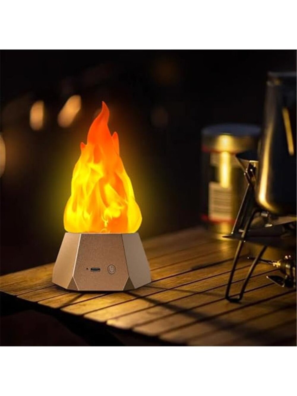Flameless LED Candle Lamp Fake Fire Light USB Rechargeable Flickering Flame Camp